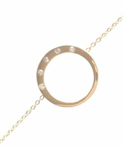 Bracelet souple Acier inoxydable couleur or cercle 5 strass