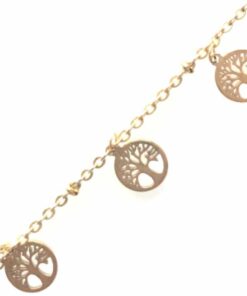 Bracelet souple Acier inoxydable couleur or petits arbres de vie