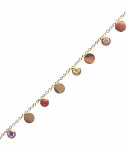 Bracelet souple Acier inoxydable couleur or rond petit strass multi couleur