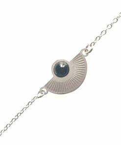 Bracelet souple Acier inoxydable demi rond perle noire