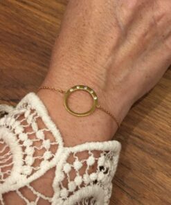 Bracelet souple Acier inoxydable couleur or cercle 5 strass