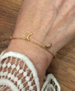 Bracelet souple Acier inoxydable couleur or 5 lunes