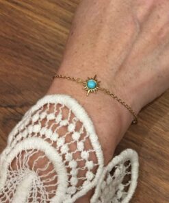 Bracelet souple Acier inoxydable couleur or etoile bleu