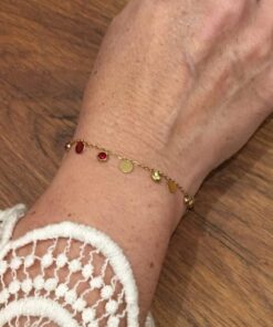 Bracelet souple Acier inoxydable couleur or rond petit strass multi couleur