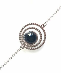 Bracelet souple Acier inoxydable 3 cercles perle noire