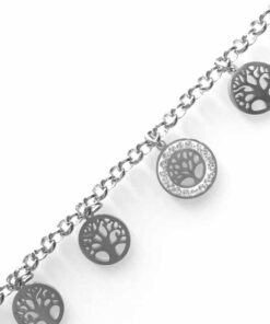 Bracelet souple Acier inoxydable arbre de vie strass