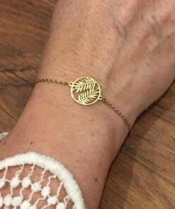 Bracelet souple acier inoxydable couleur or feuille