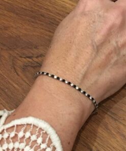 Bracelet souple Acier inoxydable en strass noir et blanc